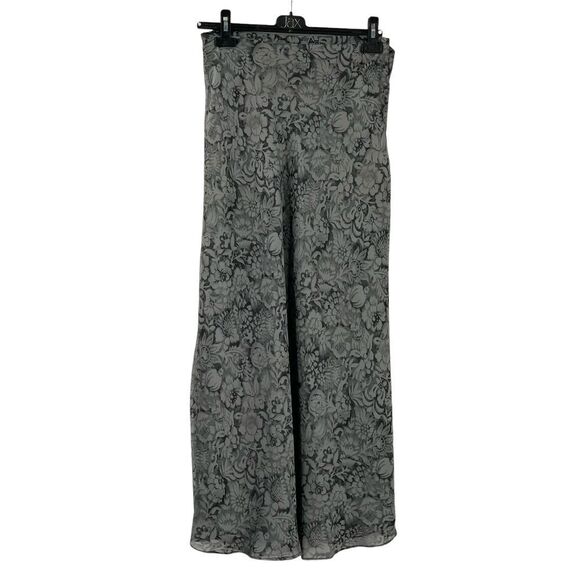 Limited Women's Lined Maxi Skirt Gray/Black Floral Side Buttons Flowy Size 10 - Picture 1 of 6